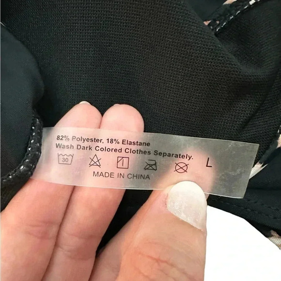 Two Piece Bathing Suit Removable Pads NWOT Large Animal Print Black - Picture 3 of 3